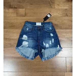 One‎ X Oneteaspoon FP High Waist Bonita Denim Shorts Distressed Womens 24 NWT
